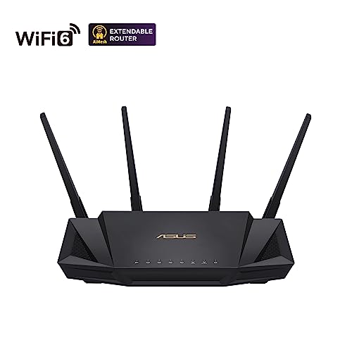 ASUS RT-AX3000 Ultra-Fast Dual Band Gigabit Wireless Router - Next Gen WiFi 6, Adaptive QoS, and AiProtection by Trend Micro