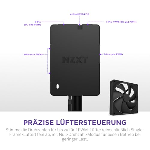 NZXT Control Hub - Digital RGB Lighting and PWM Fan Speed Controller - Control Up to 5 x PWM Fans or 4 x NZXT Single-Frame Fans - Powered by NZXT CAM Software