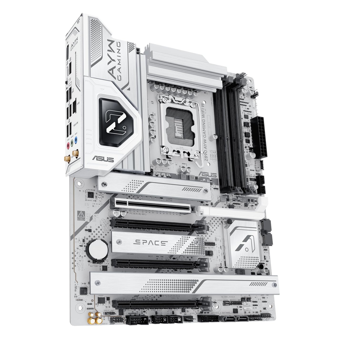ASUS Z890 AYW Gaming WiFi W ATX Z890 Motherboard, Intel® Core™ Ultra Series 2 Ready, Advanced AI PC-Ready, 16+1+2+1 Stages, DDR5, PCIe® 5.0, Thunderbolt™ 4, USB Type-C®, 4 x M.2, Wi-Fi 7, 2.5Gb LAN