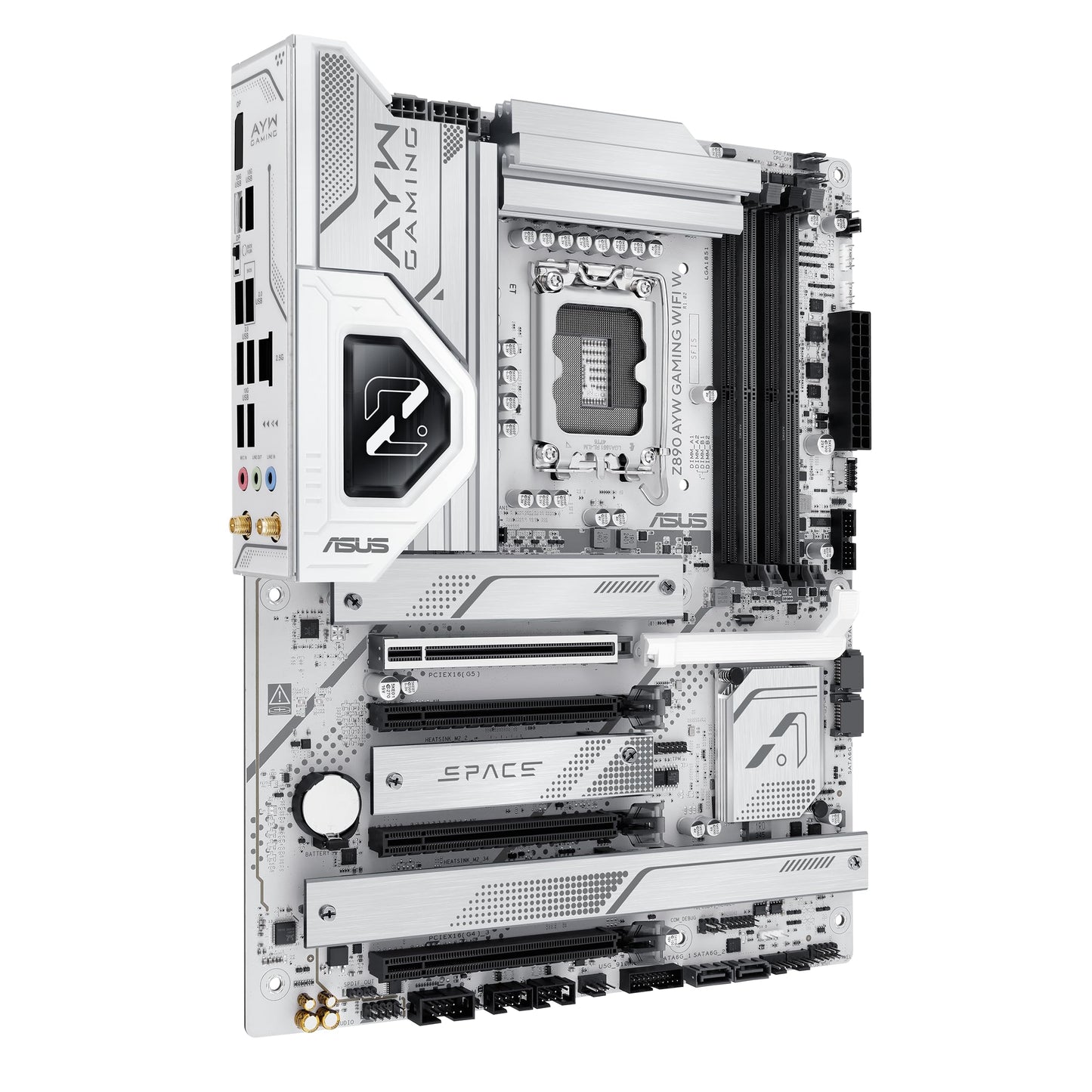ASUS Z890 AYW Gaming WiFi W ATX Z890 Motherboard, Intel® Core™ Ultra Series 2 Ready, Advanced AI PC-Ready, 16+1+2+1 Stages, DDR5, PCIe® 5.0, Thunderbolt™ 4, USB Type-C®, 4 x M.2, Wi-Fi 7, 2.5Gb LAN