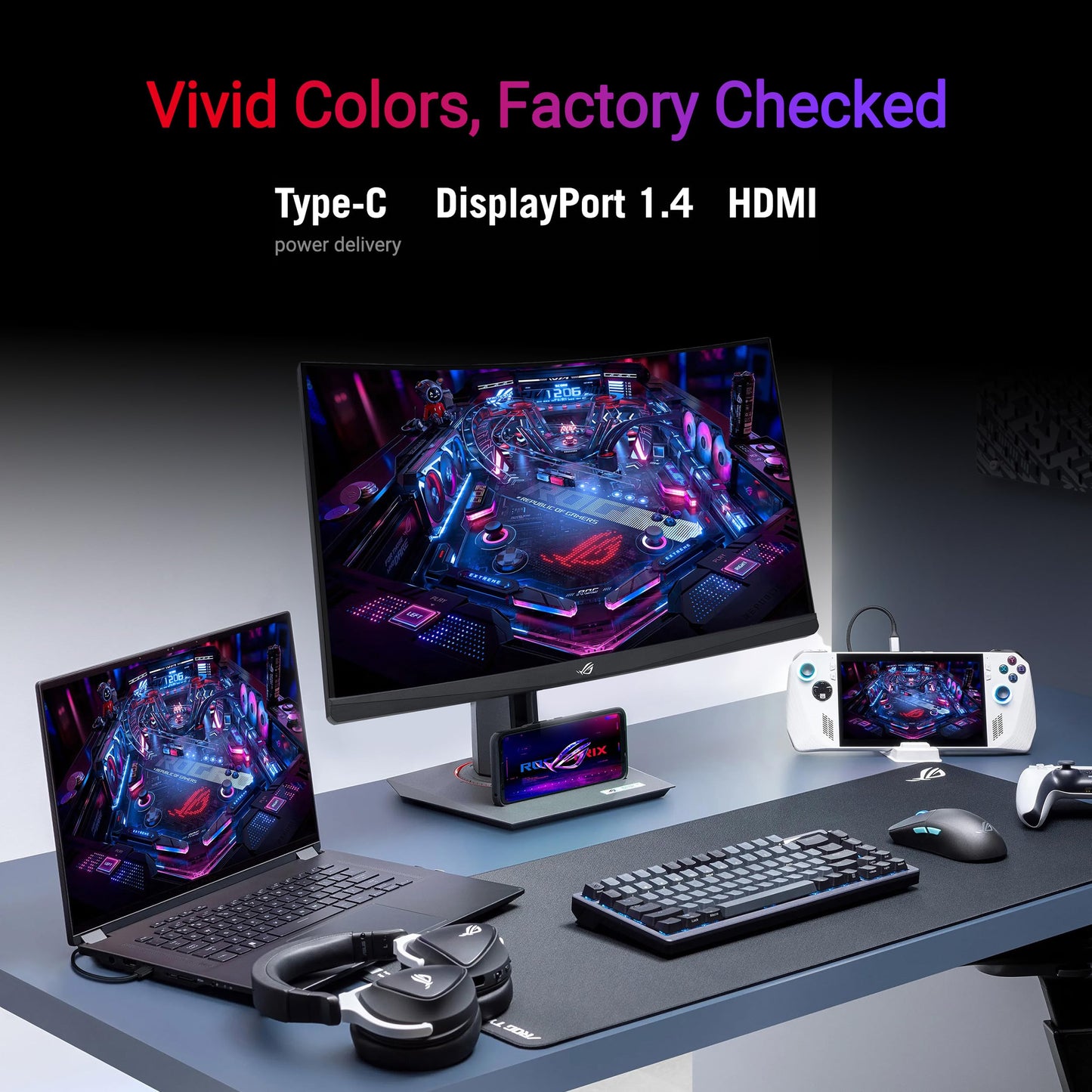 ASUS ROG Strix 27” 1440P USB-C Curved HDR Gaming Monitor (XG27WCMS) - QHD, 280Hz, 1ms, Fast VA, Extreme Low Motion Blur Sync, FreeSync Premium, DisplayWidget, Tripod Socket, AI Gaming, 3yr Warranty