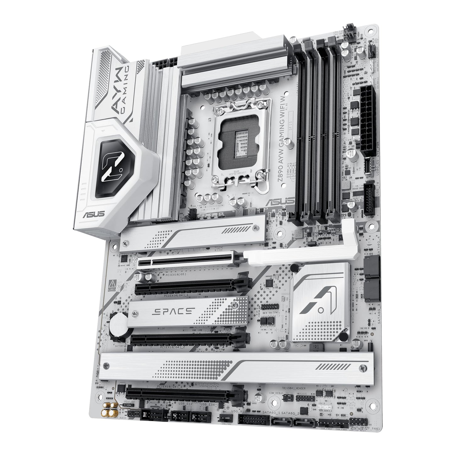 ASUS Z890 AYW Gaming WiFi W ATX Z890 Motherboard, Intel® Core™ Ultra Series 2 Ready, Advanced AI PC-Ready, 16+1+2+1 Stages, DDR5, PCIe® 5.0, Thunderbolt™ 4, USB Type-C®, 4 x M.2, Wi-Fi 7, 2.5Gb LAN