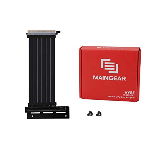 MAINGEAR Vertical Graphics Card Mount w/Riser Cable, PCI-E 4.0 X16 High Speed Flexible Extender EMI Shield GPU 90 Degree Riser Adapter (200mm)