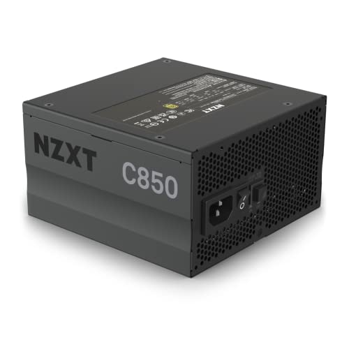 NZXT C850 PSU (2022) - PA-8G1BB-US - 850 Watt PSU - 80+ Gold Certified - Fully Modular - Sleeved Cables - ATX Gaming Power Supply