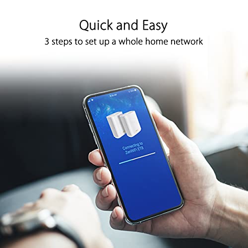 ASUS ZenWiFi Whole-Home Tri-Band Mesh WiFi 6E System (ET8 3PK), AiMesh, Lifetime Free Internet Security, Parental Control, EasySetup, Instant Guard