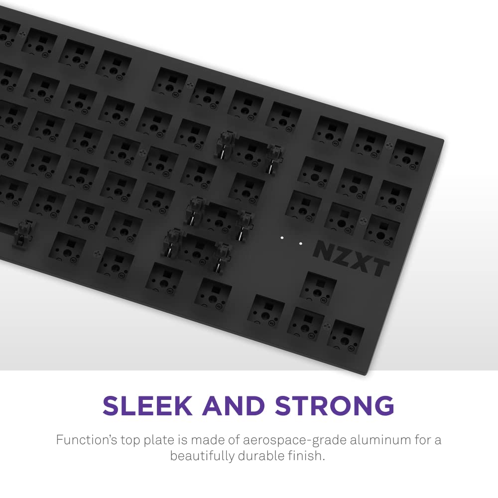 NZXT USB Function TKL – Tenkeyless Gaming Keyboard – Gateron Red Mechanical Switches: Linear, Fast, and Quiet – Hot-Swappable – RGB Backlit – Aluminum Top Plate – Wrist Rest – Black