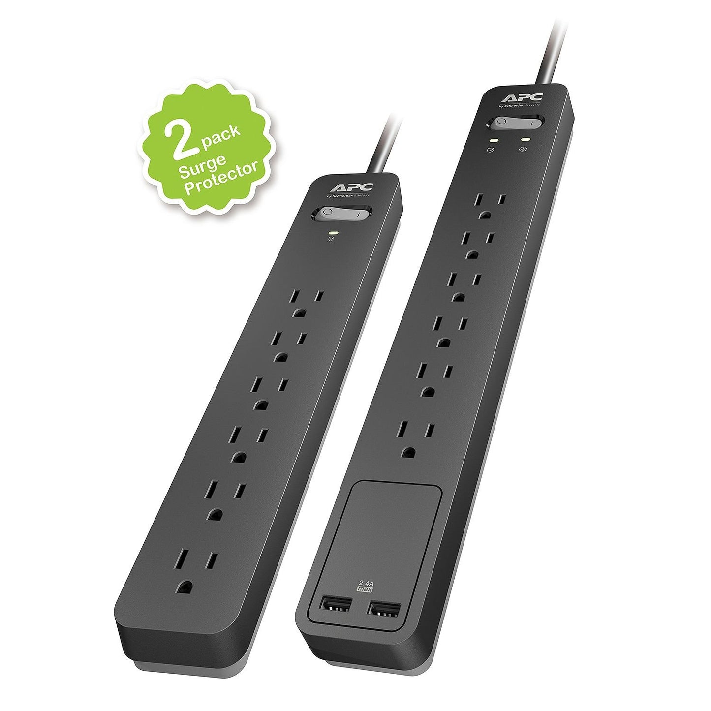 APC SurgeArrest 2-Pack Surge Protector, 108 Joules, USB Charging Ports
