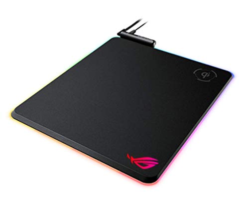 ASUS ROG Balteus Qi Vertical Gaming Mouse Pad with Wireless Qi Charging Zone, Hard Micro-Textured Gaming Surface, USB Pass-Through, Aura Sync RGB Lighting and Non-Slip Base (12.6” X 14.6”)