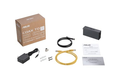 ASUS 2.5Gbps Ethernet Over Coax Adapter Starter Kit (MA-25 2 Pack), MoCA 2.5, High Speed Internet, Mesh backhaul, TV Streaming, MPS Security, Wall-mountable