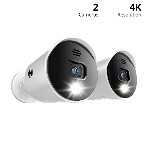 Night Owl Wired 4K UHD Indoor/Outdoor Add On Spotlight Cameras with Preset Voice Alerts and Built-in Camera Siren (Requires Compatible BTD8 Series DVR - Sold Separately)