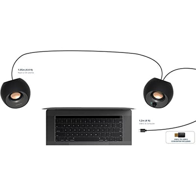 Creative Pebble 2.0 Bluetooth Speaker System - 8 W RMS - Black - Desktop - 100 Hz to 17 kHz - USB