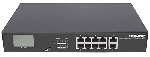 Intellinet Network Solutions 8-Port Gigabit Ethernet PoE+ Switch with 2 RJ45 Gigabit Uplink Ports and LCD Screen, IEEE 802.3at/af Power over Ethernet (PoE+/PoE) Compliant, 130W, Endspan, 19" Rackmount