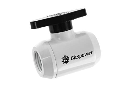 Bitspower G1/4" Mini Valve with Black Handle, Deluxe White Body