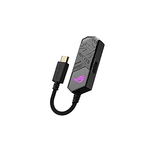 ASUS ROG Clavis USB-C Gaming DAC (ESS 9281 Quad DAC Amplifier, AI Noise-Canceling Mic, MQA Rendering, Aura Sync RGB, Compatible with PC, Mobile, Playstation 5, and Switch)