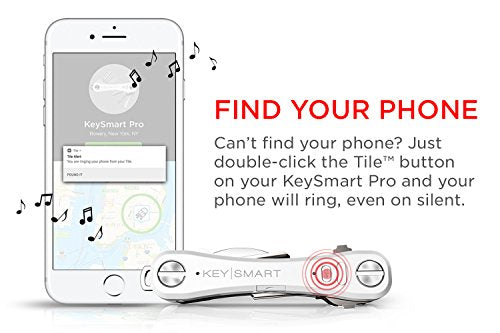 KeySmart Pro - Compact Smart Key Holder w LED Flashlight & Tile Bluetooth, EDC Key Organizer, Attach Car Key Fob, Other Mini Tools & Accessories (up to 10 Keys, White) - Discontinued