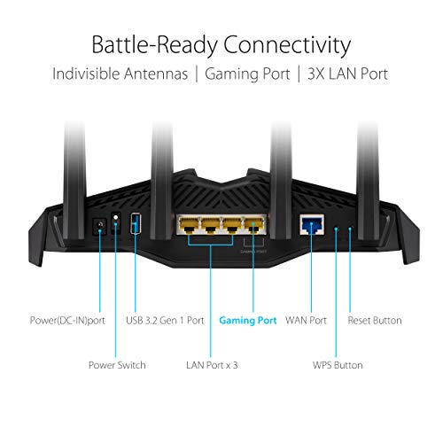 ASUS ROG Strix AX5400 WiFi 6 Gaming Router (GS-AX5400) - Dedicated Gaming Port, VPN Fusion, Lifetime Free Internet Security, Instant Guard, AiMesh, Adaptive QoS, Port Forwarding, Aura RGB