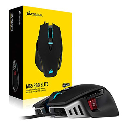 Corsair M65 RGB Elite – Wired FPS and MOBA Gaming Mouse – Adjustable Weight and Balance – Durable Aluminum Frame – 18,000 DPI Optical Sensor, Black