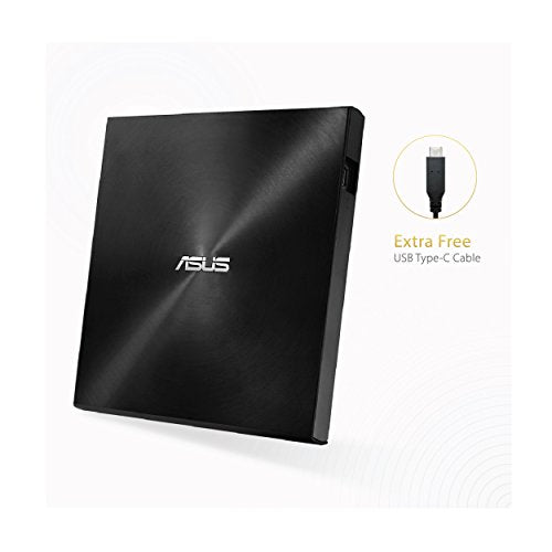 ASUS ZenDrive Black 13mm External 8X DVD/Burner Drive +/-RW with M-Disc Support, Compatible with Both Mac & Windows and Nero BackItUp for Android Devices (USB 2.0 & Type-C Cables Included)