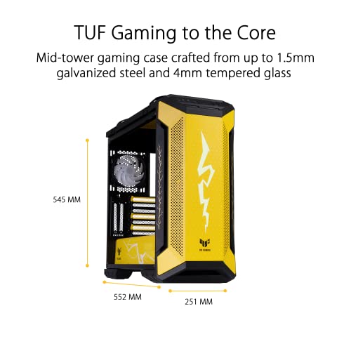 ASUS TUF Gaming GT501 ZENITSU Mid-Tower Computer Case for up to EATX Motherboards with USB 3.0 Front Panel Cases GT501/GRY/WITH Handle Demon Slayer Edition
