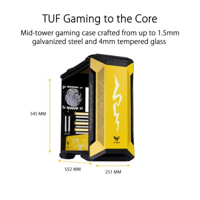 ASUS TUF Gaming GT501 ZENITSU Mid-Tower Computer Case for up to EATX Motherboards with USB 3.0 Front Panel Cases GT501/GRY/WITH Handle Demon Slayer Edition