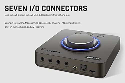 Creative Sound Blaster X3 Hi-res External USB DAC and Amp Sound Card, Super X-Fi, Multi-Channel, 7.1 Discrete Surround with Line-in and Optical-Out for PC and Mac