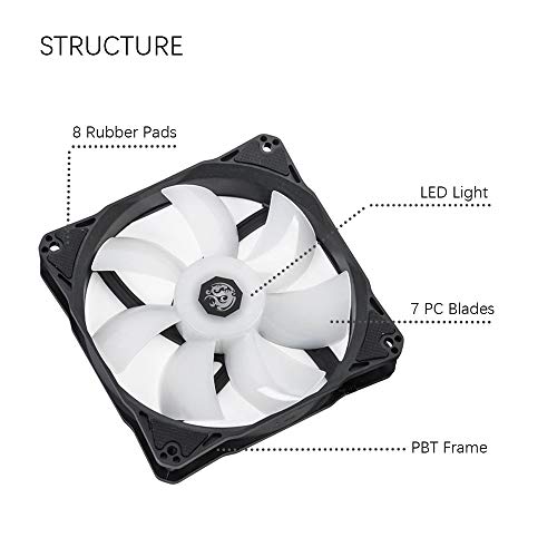 Bitspower Notos 120mm Case Fan, DRGB Computer Fan PWM PC Cooling Fan LED High Airflow Desktop Silent Cooler 1800 RPM