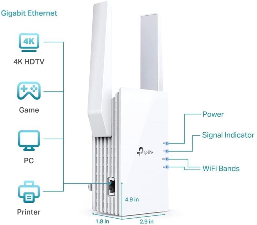 TP-Link - AX3000 Dual-Band Wi-Fi 6 Range Extender-RE705X