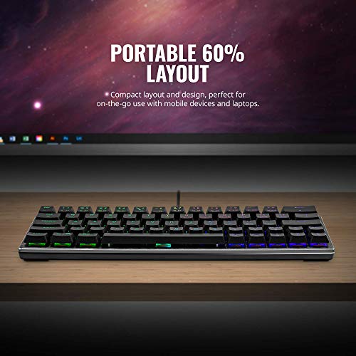 Cooler Master SK622 Wireless 60% Gunmetal Mechanical Keyboard with Low Profile Blue Switches, New and Improved Keycaps, and Brushed Aluminum Design