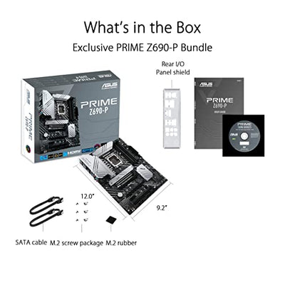 ASUS Prime Z690-P LGA 1700 (Intel 12th Gen) ATX Motherboard (PCIe 5.0, DDR5,14+1 Power Stages,3X M.2,2.5Gb LAN,V-M.2 e-Key,Front Panel USB 3.2 Gen 1 USB Type-C,Thunderbolt 4 Support,Arua Sync)
