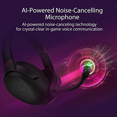 ASUS ROG Strix Go 2.4 Electro Punk Wireless Gaming Headphones with USB-C 2.4 GHz Adapter | Ai Powered Noise-Cancelling Microphone | Over-ear Headphones for PC, Mac, Nintendo Switch, and PS4