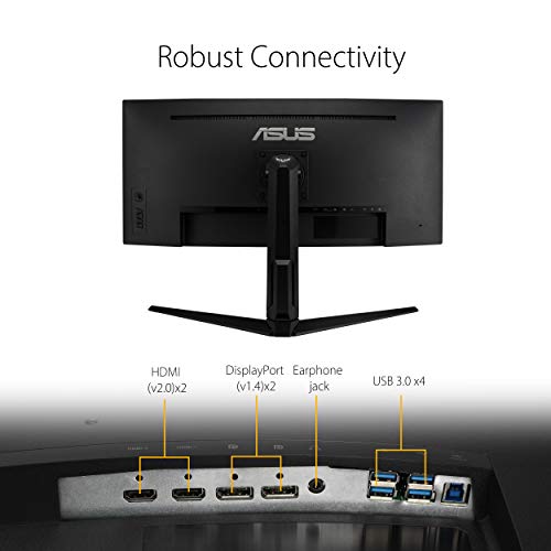 ASUS TUF Gaming VG34VQL1B 34” Curved HDR Monitor, WQHD (3440x1440), 165Hz, 1ms, Extreme Low Motion Blur, FreeSync Premium, Eye Care, DisplayPort HDMI USB, Height Adjustable, DisplayHDR 400, Black