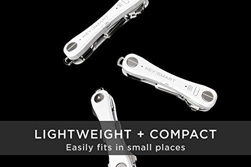 KeySmart Pro - Compact Smart Key Holder w LED Flashlight & Tile Bluetooth, EDC Key Organizer, Attach Car Key Fob, Other Mini Tools & Accessories (up to 10 Keys, White) - Discontinued