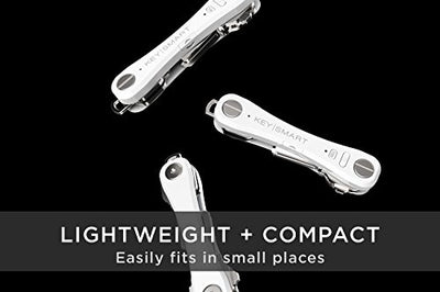 KeySmart Pro - Compact Smart Key Holder w LED Flashlight & Tile Bluetooth, EDC Key Organizer, Attach Car Key Fob, Other Mini Tools & Accessories (up to 10 Keys, White) - Discontinued