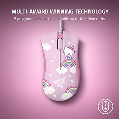 Razer DeathAdder Essential + Goliathus Medium Bundle: 6400 DPI Optical Sensor - 5 Programmable Buttons - Mechanical Switches - Smooth Gaming Mat - Anti-Slip Rubber Base - Hello Kitty & Friends Edition