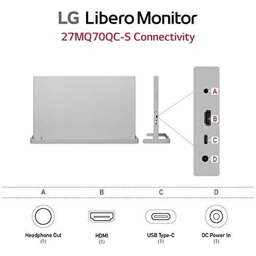 LG 27MQ70QC-S.AUS 27" QHD IPS HDR 10 Libero Monitor with Detachable Full HD Webcam