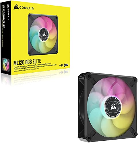 CORSAIR ML120 RGB Elite, 120mm Magnetic Levitation RGB Fan with AirGuide