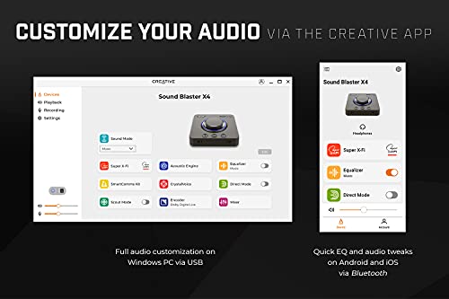 Creative Sound Blaster X3 Hi-res External USB DAC and Amp Sound Card, Super X-Fi, Multi-Channel, 7.1 Discrete Surround with Line-in and Optical-Out for PC and Mac