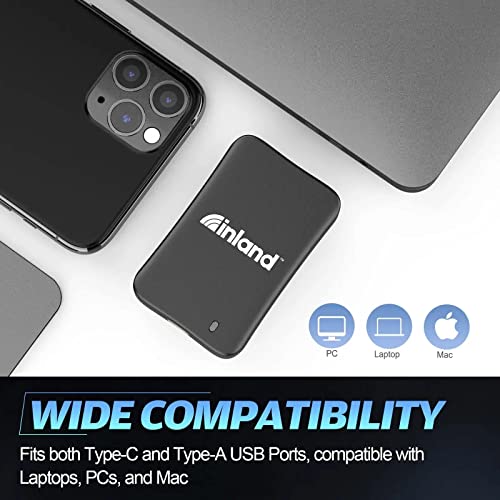 INLAND Platinum 1TB External SSD USB3.2 Type-C, Read/Write Speed up to 1100MB/s and 1000MB/s, Portable Solid State Drive with Type-C to C & Type-C to A Cable for PC/Laptop/Windows/Mac OS