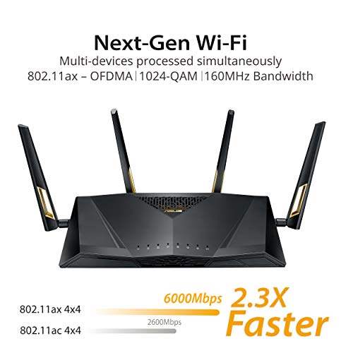 ASUS RT-AXE7800 Tri-band WiFi 6E Extendable Router, 6GHz Band, 2.5G Port, Subscription-free Network Security, Instant Guard, Advanced Parental Control, Built-in VPN, AiMesh Compatible, Smart Home, SMB