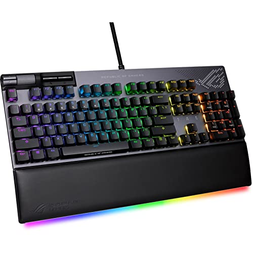 ASUS ROG Strix Flare II Animate 100% RGB Gaming Keyboard - Hot-swappable, ROG NX Red Linear Switches, Customizable LED Display, PBT Keycaps, Acoustic Dampening Foam, Media Controls, Wrist Rest