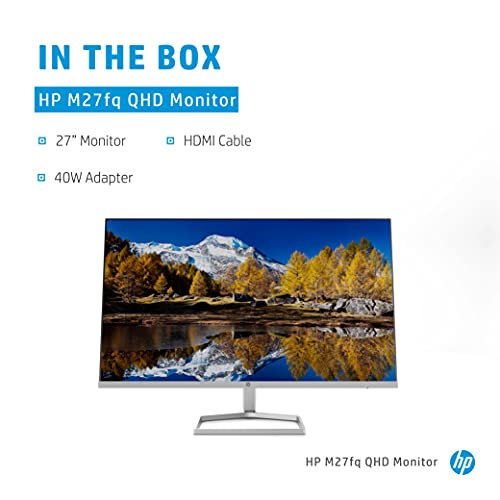 HP M27fq QHD Monitor - Computer Monitor with 27-inch IPS Display (1440p) - Eyesafe & Color Accurate - AMD Freesync Technology - HDMI - Borderless Design for Dual Setups - Tilt Adjustment - Black