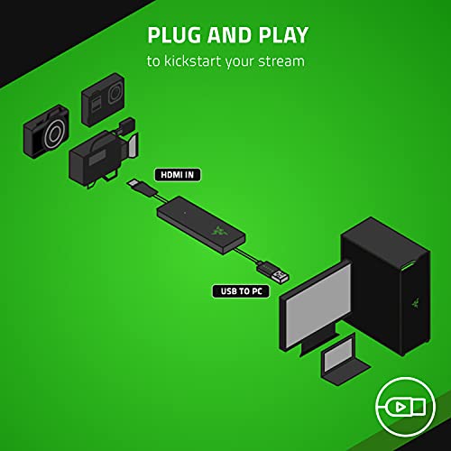 Razer Ripsaw X USB Capture Card w/ Camera Connection: 4K 30FPS - OBS & Streamlabs Compatible - for Streaming, Gaming, Video Conference, Zoom, Teams - HDMI 2.0 & USB 3.0 - Compact Design - Plug & Play