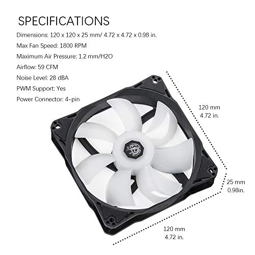 Bitspower Notos 120mm Case Fan, DRGB Computer Fan PWM PC Cooling Fan LED High Airflow Desktop Silent Cooler 1800 RPM