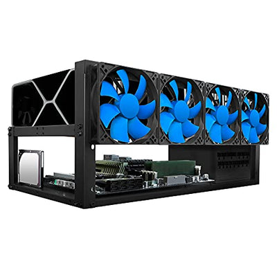 Kingwin Bitcoin Miner Rig Case W/ 6 GPU Mining Frame - Expert Crypto Mining Rack W/ Placement for Motherboard for Mining - Air Convection to Improve GPU Cryptocurrency Test Bench PC Case