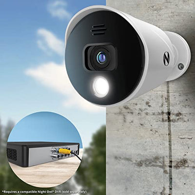 Night Owl Wired 4K UHD Indoor/Outdoor Add On Spotlight Cameras with Preset Voice Alerts and Built-in Camera Siren (Requires Compatible BTD8 Series DVR - Sold Separately)