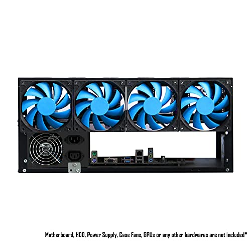 Kingwin Bitcoin Miner Rig Case W/ 6 GPU Mining Frame - Expert Crypto Mining Rack W/ Placement for Motherboard for Mining - Air Convection to Improve GPU Cryptocurrency Test Bench PC Case