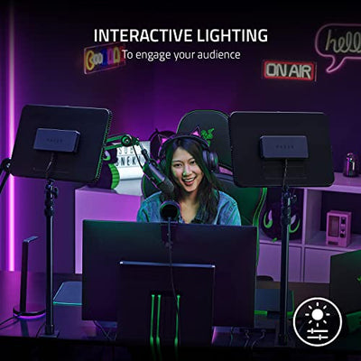 Razer Key Light Chroma: Customizable RGB Light Spectrum - 2800 Lumens Professional Light for Streaming, Video Recording/Conferencing on PC, Phone - Control via App - Clamp Mount - Wi-Fi & Bluetooth
