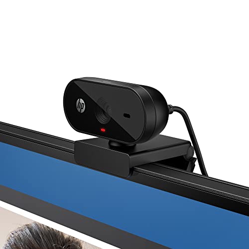 HP 320 FHD Webcam - USB-A Computer Camera with Mic & Privacy Cover - for Desktop, Laptop, & Chromebook - 1080p Resolution w/Wide FOV - Zoom & Teams Compatible - Clip Mount, Tripod Support, & Swivel