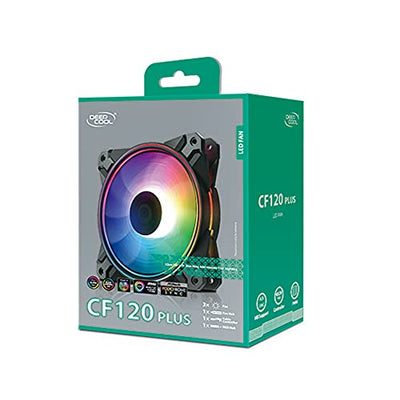 DEEPCOOL CF120 Plus 3x120mm PWM Fan, A-RGB Dual Loop Lighting Zones, High Airflow and Low-Noise, 3-Pin (+5V-D-G) RGB Control Through Motherboard or Included Controller, 3 in 1 Pack