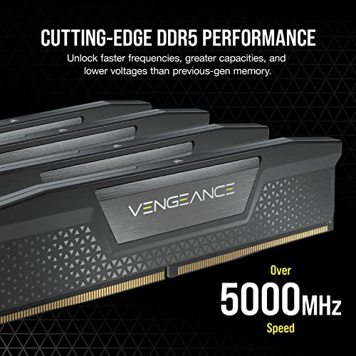 Corsair Vengeance DDR5 32GB (2x16GB) 7000MHz C34 Intel Optimized Desktop Memory (Onboard Voltage Regulation, Custom XMP 3.0 Profiles, Compact Form-Factor, Solid Aluminum Heatspreader) Black